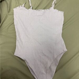 Forever 21 Ribbed Bodysuit in Light Gray
